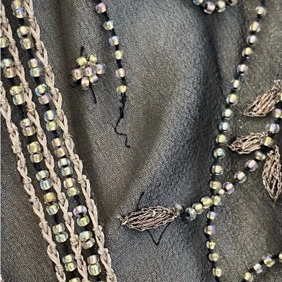 Vintage Cache Silk Beaded Open Back Formal Y2K Gown Dress Black 90s Size 2 - Picture 15 of 16